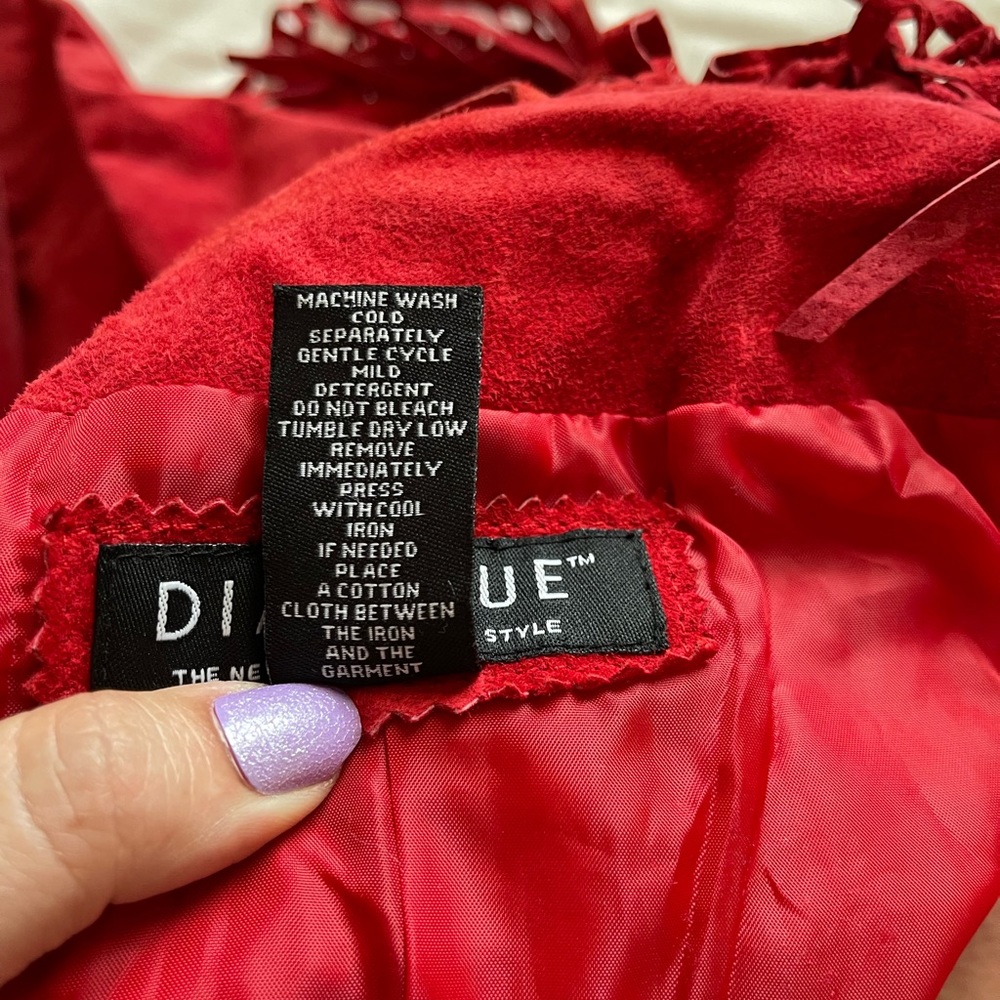 Fringe Red Leather Jacket - Picture 6 of 6